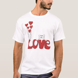 Camiseta Tipografia Vermelha com Amor de Gato Gato   NAMORA