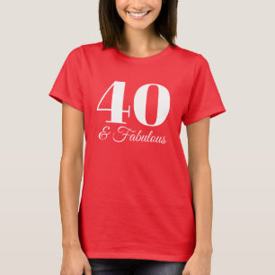 Camiseta Tipografia Vermelha e Branca 40 & Fabulosa