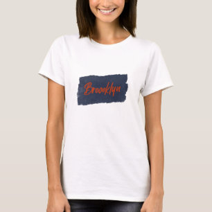 Camiseta Tipografia Vermelha Manuscrita Brooklyn