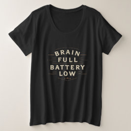 Camiseta Tipografia Vintage Bateria Baixa Cérebro Cheio