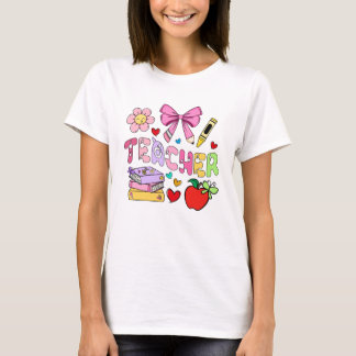 Camiseta Típográfica de Professor Colorida e Fofa
