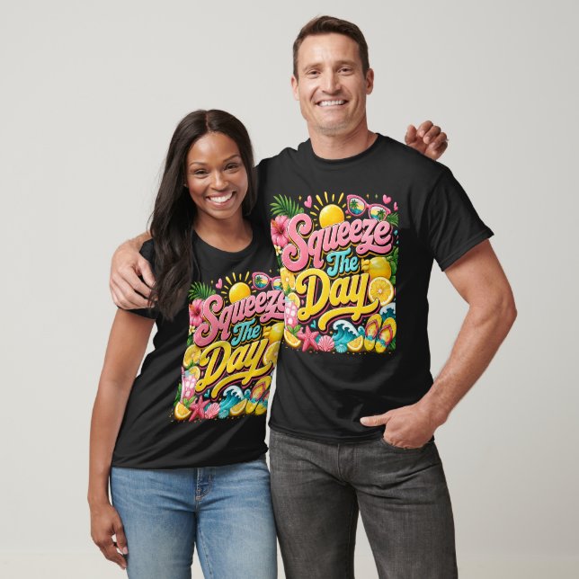 Camiseta Típográfica de Verão Squeeze The Day | Tr (Unissex)
