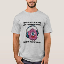 Camiseta tipográfica do monstro de fones de ouvido