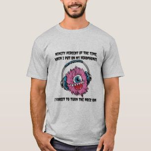 Camiseta tipográfica do monstro de fones de ouvido