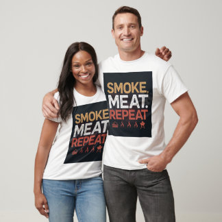 Camiseta Tipográfica Repetir Fumaça de Carne em Ne