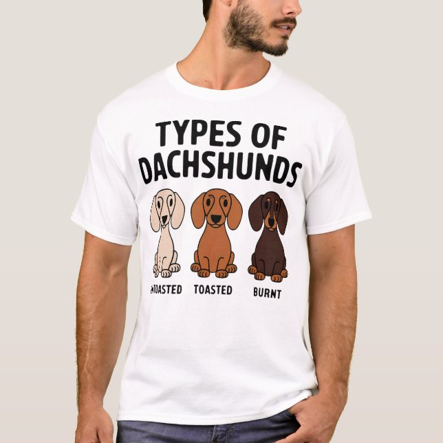 Camiseta Tipos de cachorro salsicha engraçado Dachshund (Frente)