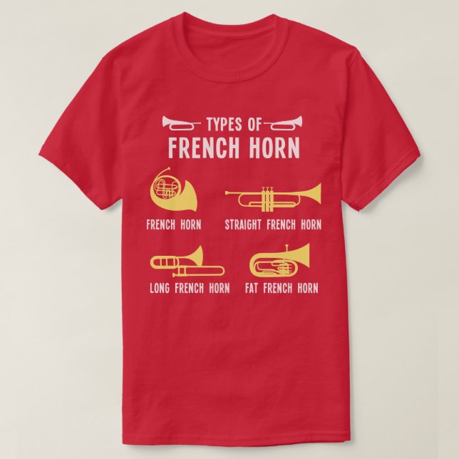 Camiseta Tipos de chifres franceses (Frente do Design)
