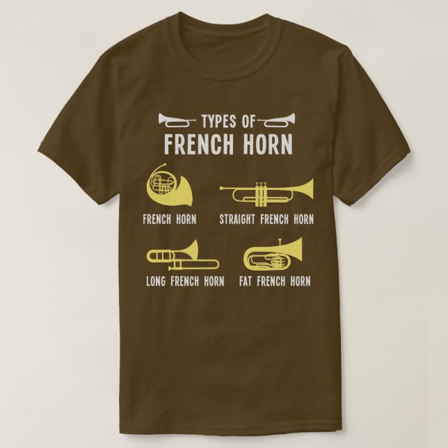 Camiseta Tipos de chifres franceses (Frente do Design)