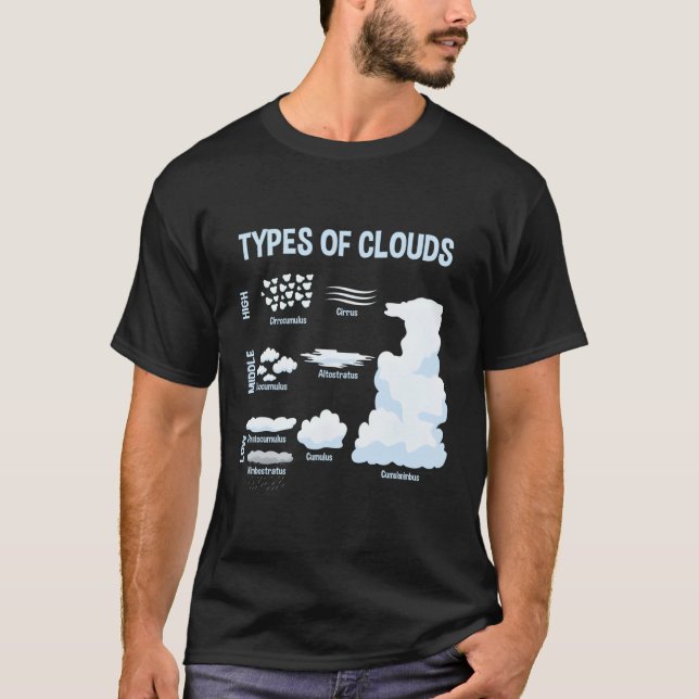 Camiseta Tipos De Clima Meteorológico De Nuvens (Frente)