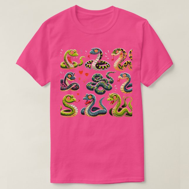 Camiseta Tipos de Cobra educacionais para crianças (Frente do Design)