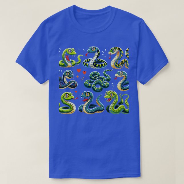 Camiseta Tipos de Cobra educacionais para crianças (Frente do Design)