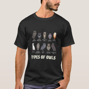 Camiseta Tipos de corujas educativas Coruja-Coroa-Coroa-Cor