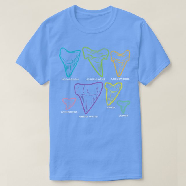 Camiseta Tipos de dentes Caça Fóssil (Frente do Design)