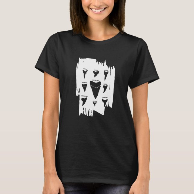 Camiseta Tipos de Dentes de Peixe-Tubarão (Frente)