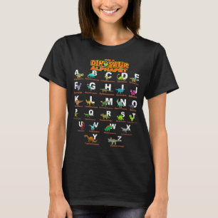 Camiseta Tipos de Dinossauros Alphabet A Z ABC Dino Identif