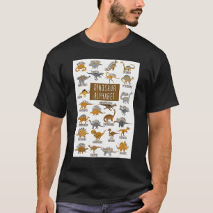 Camiseta Tipos de Dinossauros Alphabet A Z ABC Dino Identif