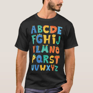 Camiseta Tipos de Dinossauros Alphabet A Z ABC Dino Identif