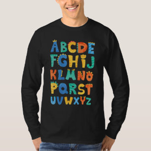 Camiseta Tipos de Dinossauros Alphabet A Z ABC Dino Identif