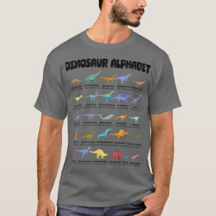 Camiseta Tipos De Dinossauros Alphabet Abc Para Meninos De