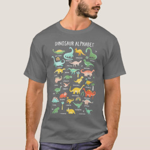 Camiseta Tipos De Dinossauros Alphabet Abc Para Meninos De 