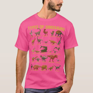 Camiseta Tipos De Dinossauros - Identificação Dino - Din Re
