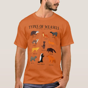 Camiseta Tipos de doninhas para menino amante de doninhas e