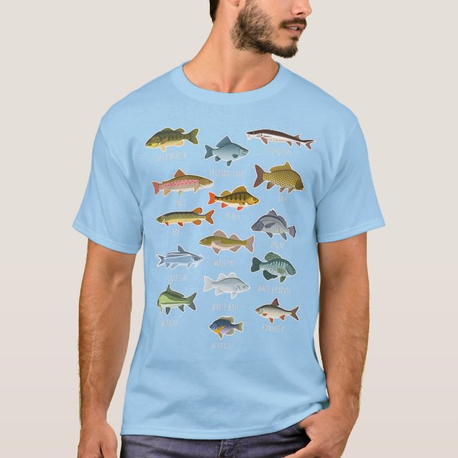 Camiseta Tipos De Espécies De Peixe Que Pescariam (Frente)