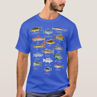 Camiseta Tipos De Espécies De Peixes Águas frescas