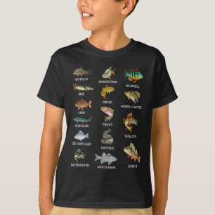 Camiseta Tipos De Espécies De Peixes Águas frescas Pescador
