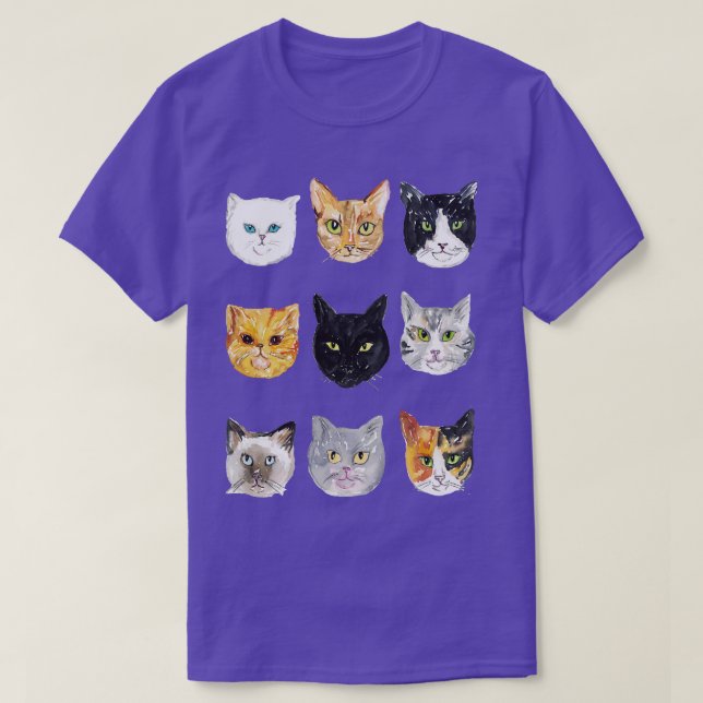 Camiseta Tipos de gatos criam rosto (Frente do Design)