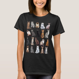 Camiseta Tipos de Gatos Gráfico Educativo de Raças de Gatos