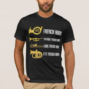 Camiseta Tipos De Músico Do Bronze Do Jogador Do Horn Fran