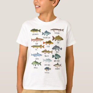 Camiseta Tipos De Pesca De Peixes Águas frescas
