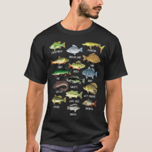Camiseta Tipos de pesca de peixes de água doce para criança