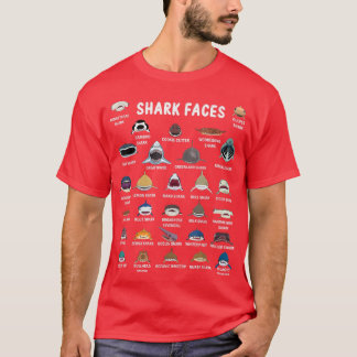 Camiseta Tipos De Rostos De Tubarão