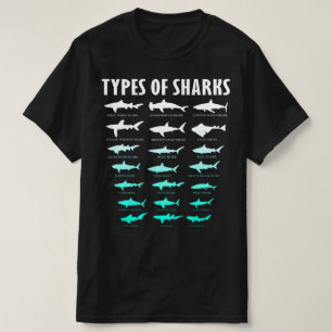 Camiseta tipos de tubarões