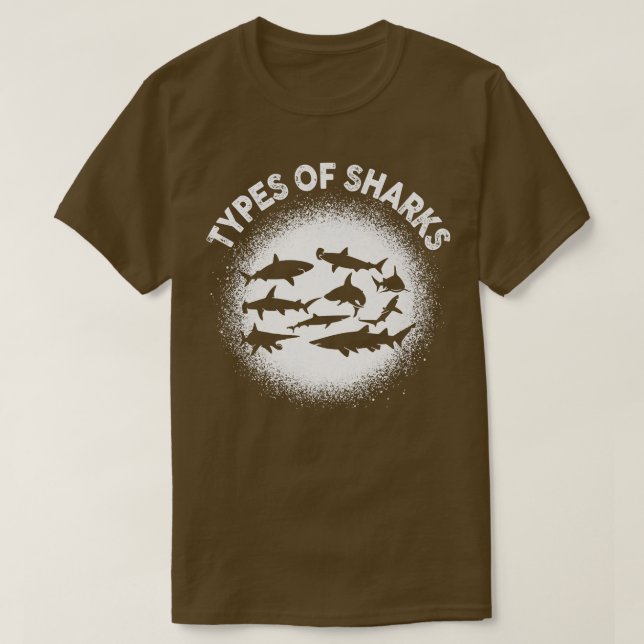 Camiseta Tipos De Tubarões (Frente do Design)