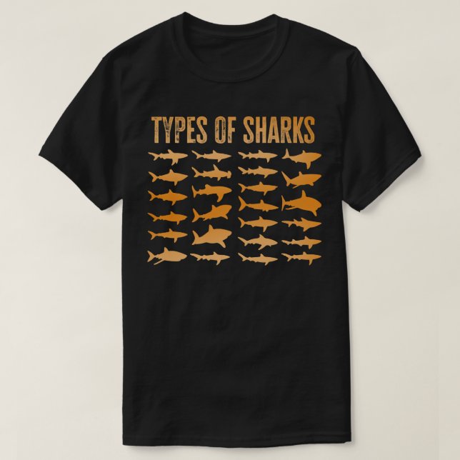 Camiseta Tipos De Tubarões (Frente do Design)