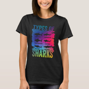 Camiseta Tipos de Tubarões Criaturas Marinhas do Mar Oceano