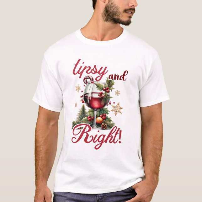 Camiseta Tipsy and Bright Funny Wine Lovers Christmas (Frente)