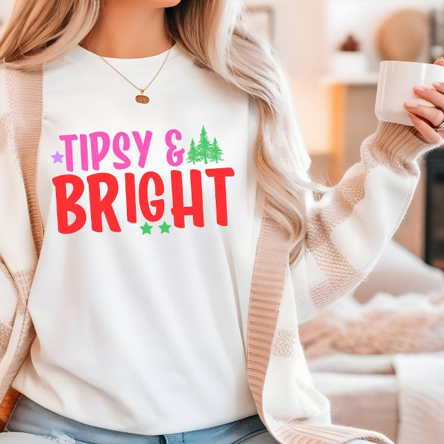Camiseta Tipsy & Bright Divertido Natal moderno (Criador carregado)