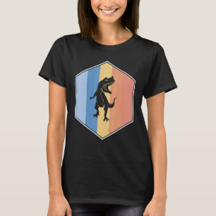 Camiseta Tiranossauro Com Cores Retroativas Num Hexágono