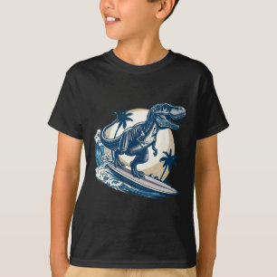 Camiseta Tiranossauro Rex de Surfe Pranchando Dinossauro Lo