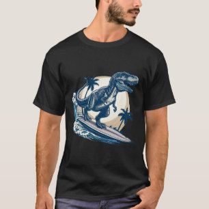 Camiseta Tiranossauro Rex de Surfe Surfando Dinossauro Lo