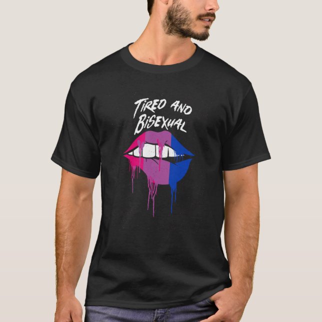 Camiseta Tired and Bisexual Bi LGBTQ Bi Pride LGBT Gender E (Frente)