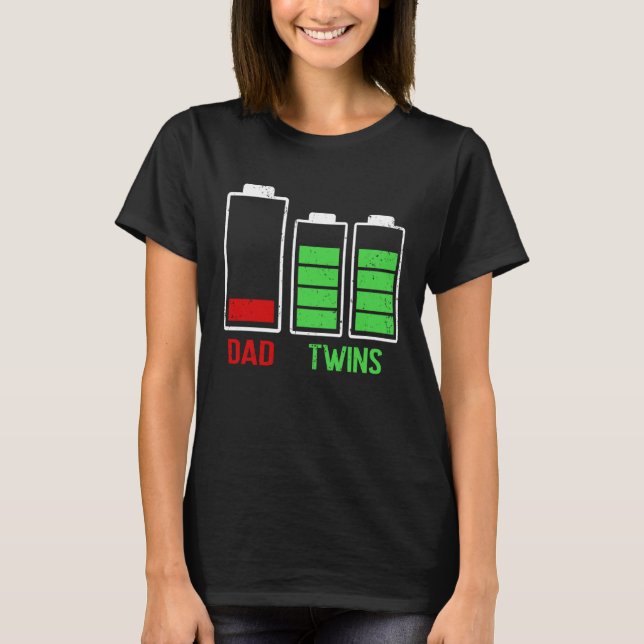 Camiseta Tired Dad Low Battery Twins Full Charge Father's D (Frente)