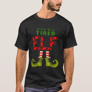 Camiseta Tired Elf Funny Group Correspondendo a pijamas da