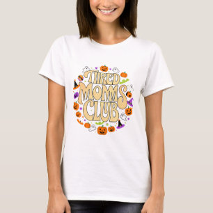 Camiseta Tired Mães Club Halloween Fantasmas Pumpkin Engraç