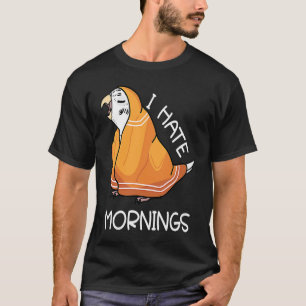 Camiseta Tired Parrot Odeia Manhãs I White Budget Budgeri