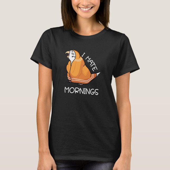 Camiseta Tired Parrot Odeia Manhãs I White Budget Budgeri (Frente)